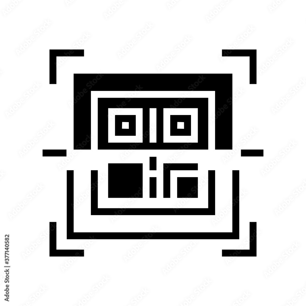 scanning qr code glyph icon vector. scanning qr code sign. isolated contour symbol black illustration scanning qr code glyph icon vector. scanning qr code sign. isolated contour symbol black illustration