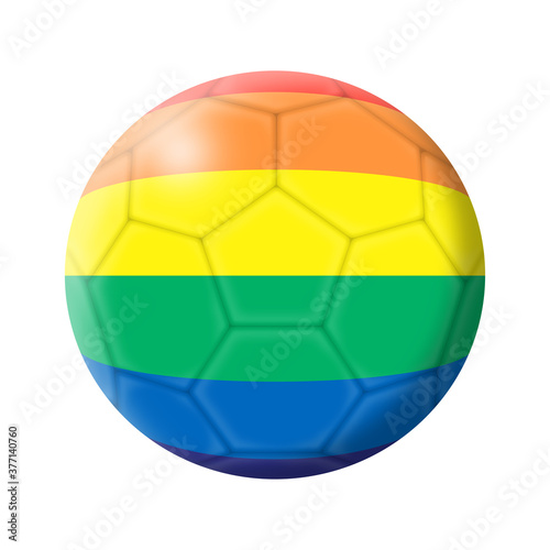 Rainbow gay pride soccer ball football 3d illustration isolated on white with clipping path