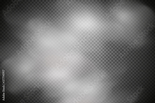 White vector cloudiness ,fog or smoke on dark checkered background.Cloudy sky or smog over the city.Vector illustration.