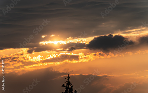 Sunset sky over Trebevic Mountain