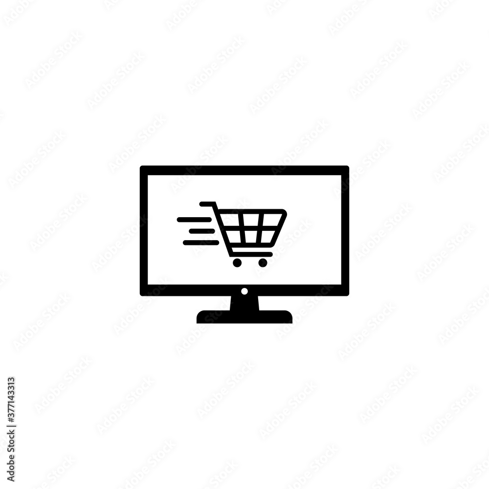 Online shopping on white computer icon vector Online shopping on white computer icon vector