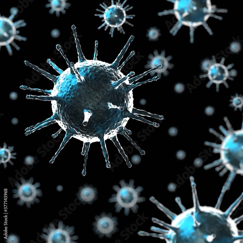 Coronavirus, Covid-19, SARS-CoV-2 virus cells - 3D illustration