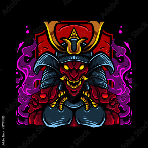 Oni head mascot logo design