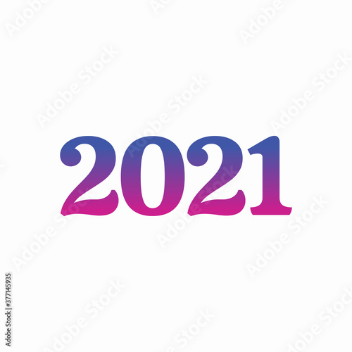Simple Colorful 2021 New Year Design, Elegant 2021 Number Text Illustration with Purple and Blue Gradient Effect Template Vector