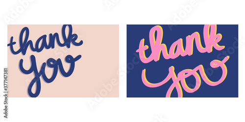 hand-lettering thank you with vector frame card. vector illustration. Creative design for card, greeting card. Vector illustration letters.