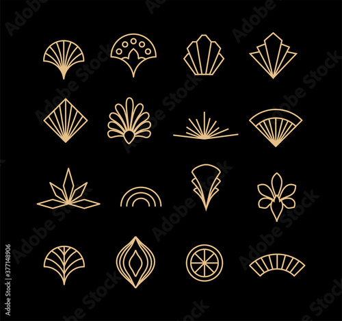 Beautiful set of Art Deco, Gatsby palmette ornates from 1920s fashion and design trends vector