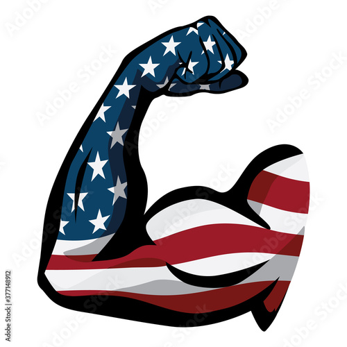 American Pride USA Flag Arm Flex Isolated Vector Illustration