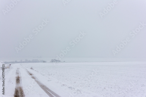 Winter Snow Fields and Farm