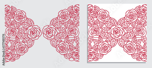 invitation card with  roses (laser cute)