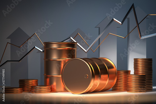 growth rise in oil stock prices fluctuations concept 3d render
