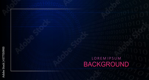 Abstract dark design with a gradient of blue, dull numbers in a circle and rays