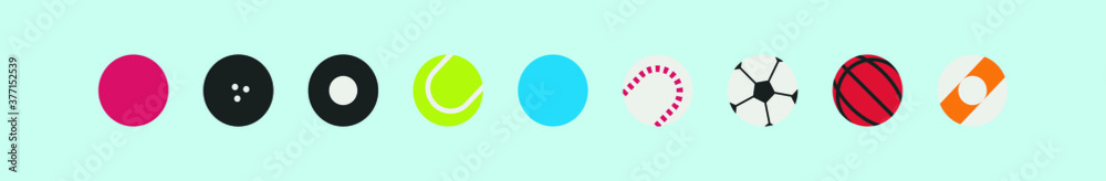 set of sports ball cartoon icon design template with various models. vector illustration set of sports ball cartoon icon design template with various models. vector illustration