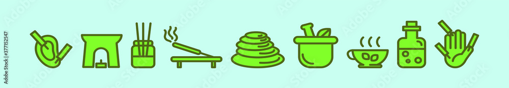 set of alternative medicine cartoon icon design template with various models. vector illustration set of alternative medicine cartoon icon design template with various models. vector illustration
