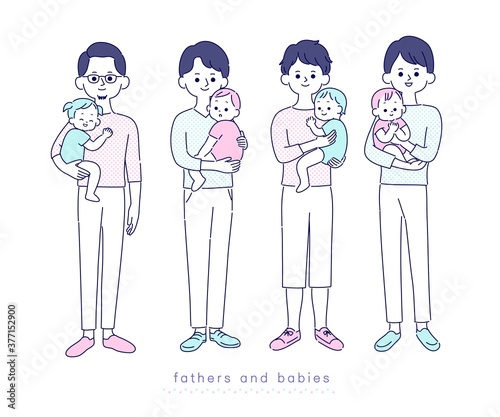 赤ちゃんを抱っこするお父さん達