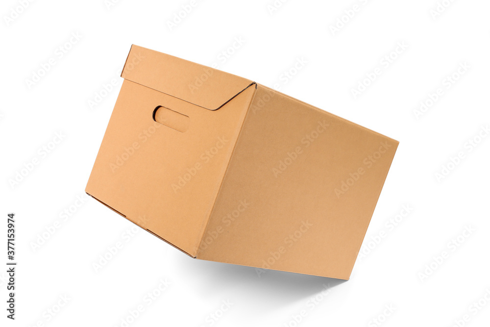 Brown cartoon box with clipping path isolated on white background Brown cartoon box with clipping path isolated on white background