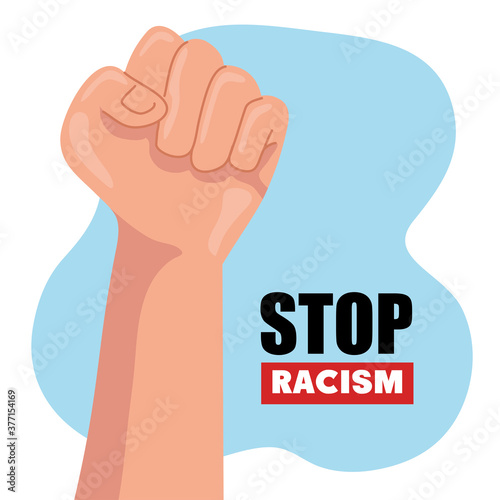 stop racism, hand in fist, black lives matter concept vector illustration design