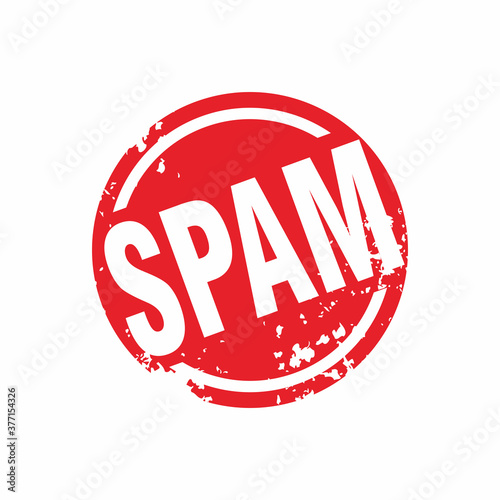 Abstract Red Grungy Spam Rubber Stamps Sign with Circle Shape Illustration Vector, Spam Text Seal, Mark, Label Design Template