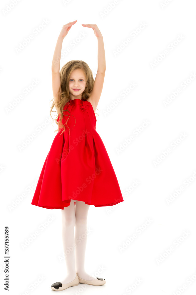 Joyful girl with arms raised.Isolated on white background. Joyful girl with arms raised.Isolated on white background.