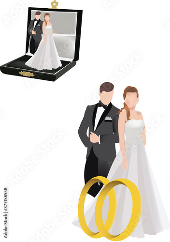 woman and man in formal and wedding clothes