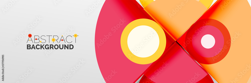 Bright color circles, abstract round shapes and triangles composition with shadow effects. Vector modern geometric design template Bright color circles, abstract round shapes and triangles composition with shadow effects. Vector modern geometric design template