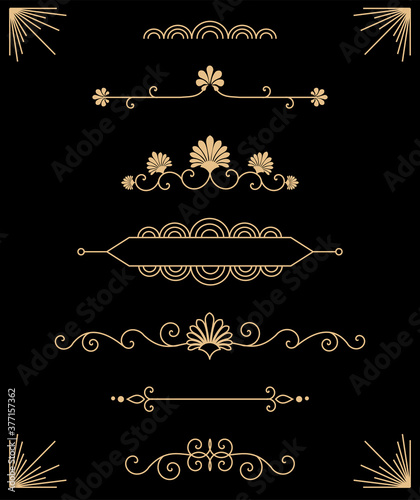Beautiful collection of modern art deco, prestige, elegant dividers vector