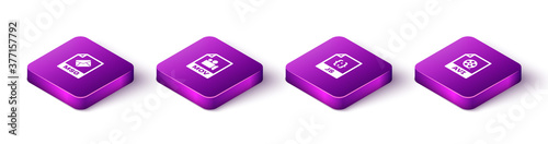 Set Isometric MSG file document, MOV, JS and AVI icon. Vector.