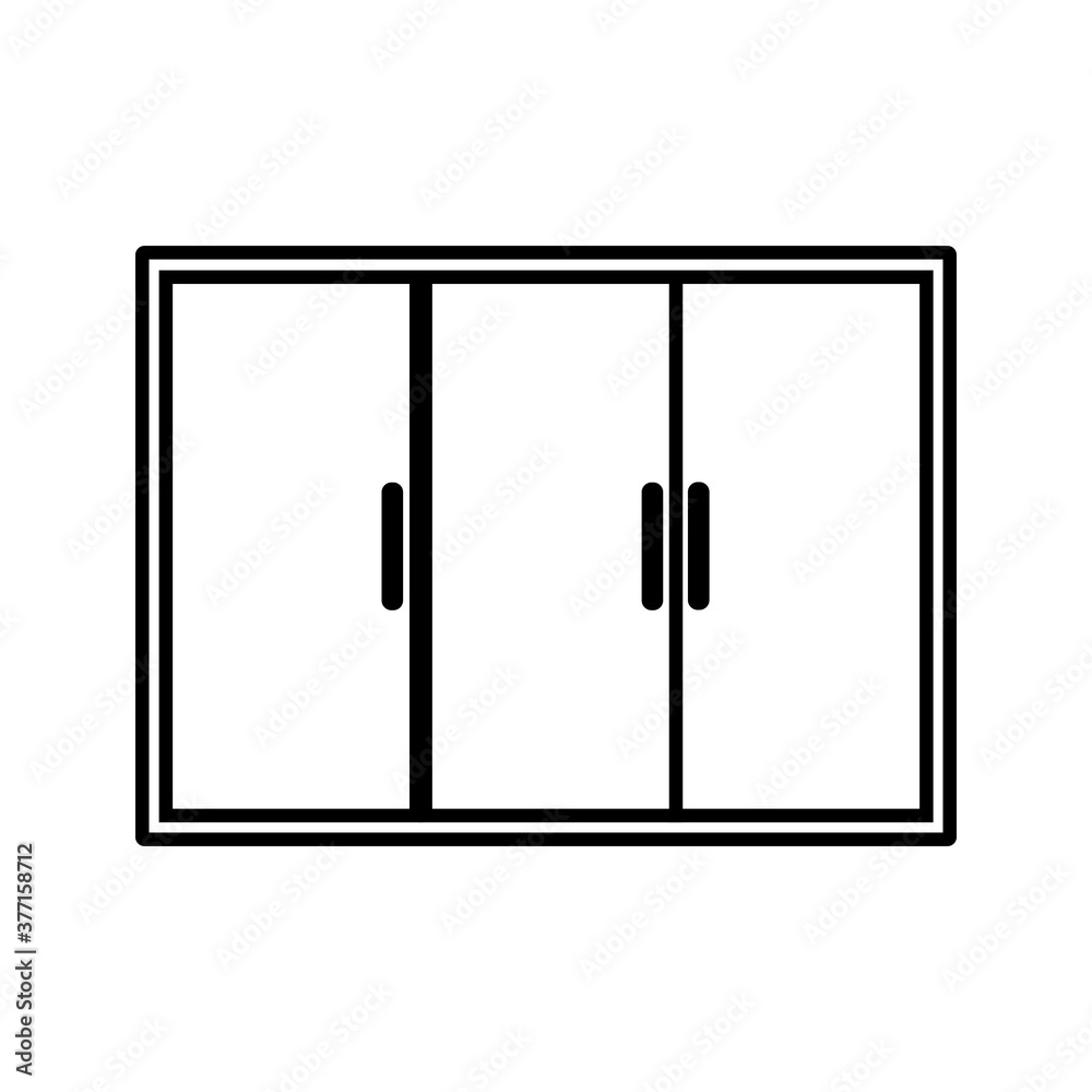 Cupboard, wardrobe, furniture flat line icon. Flat design Cupboard, wardrobe, furniture flat line icon. Flat design