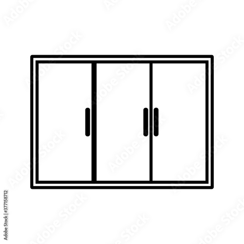 Cupboard, wardrobe, furniture flat line icon. Flat design