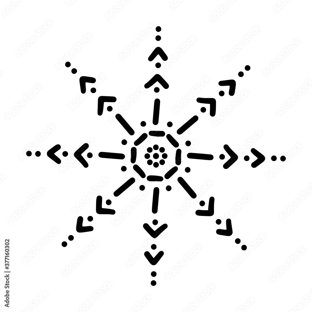 Hand drawn snowflake icon. Isolated on white background.
