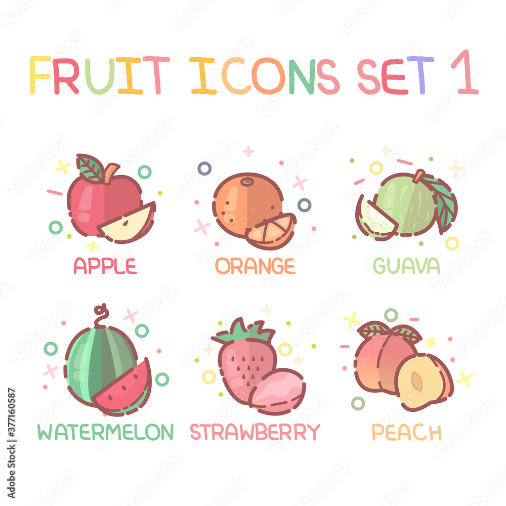 Fruit Icon Set.
Pastel color and cute Fruit Icon Set.
Pastel color and cute