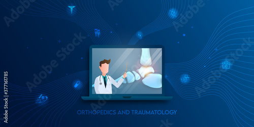 Technology for treatment of ankleand foot bone. Abstract traumatology and orthopedics. Medical science in the hospital for body joints.