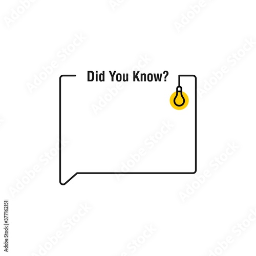 Did you know vector template post with idea bulb light icon for soicial media background, fun fact blank template fyi vector