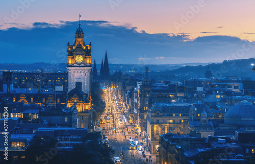 Edinburgh city skyline from Calton Hill., United Kingdom