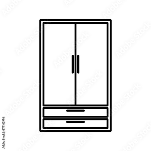 Cupboard, wardrobe, furniture flat design icon.Flat design
