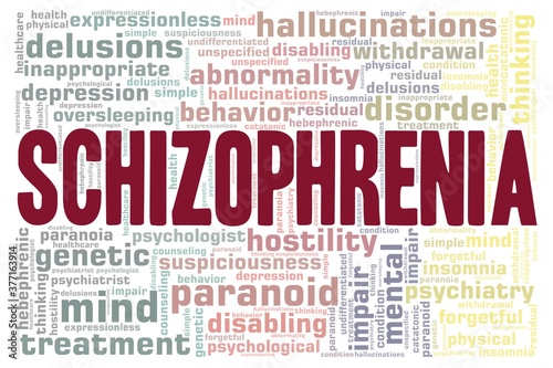 Schizophrenia vector illustration word cloud isolated on a white background.