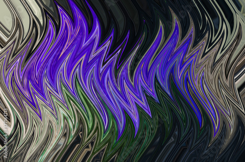 Abstract zigzag pattern with waves in blue and black tones. Artistic image processing created by violet crocus flower photo. Beautiful multicolor pattern for any design. Background image