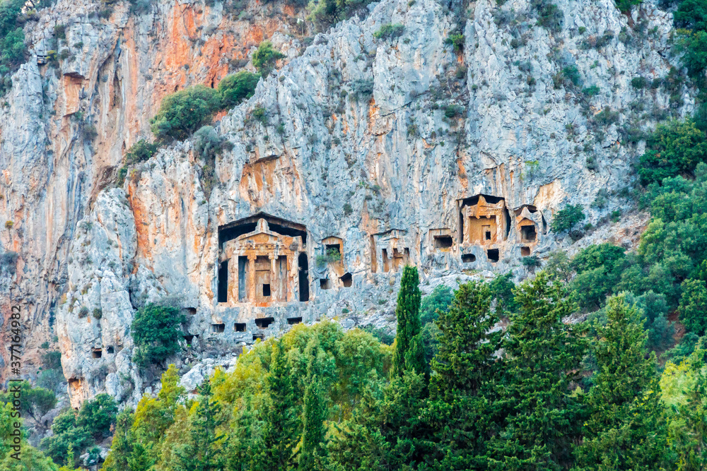 Dalyan King Rock Tombs view in Turkey 