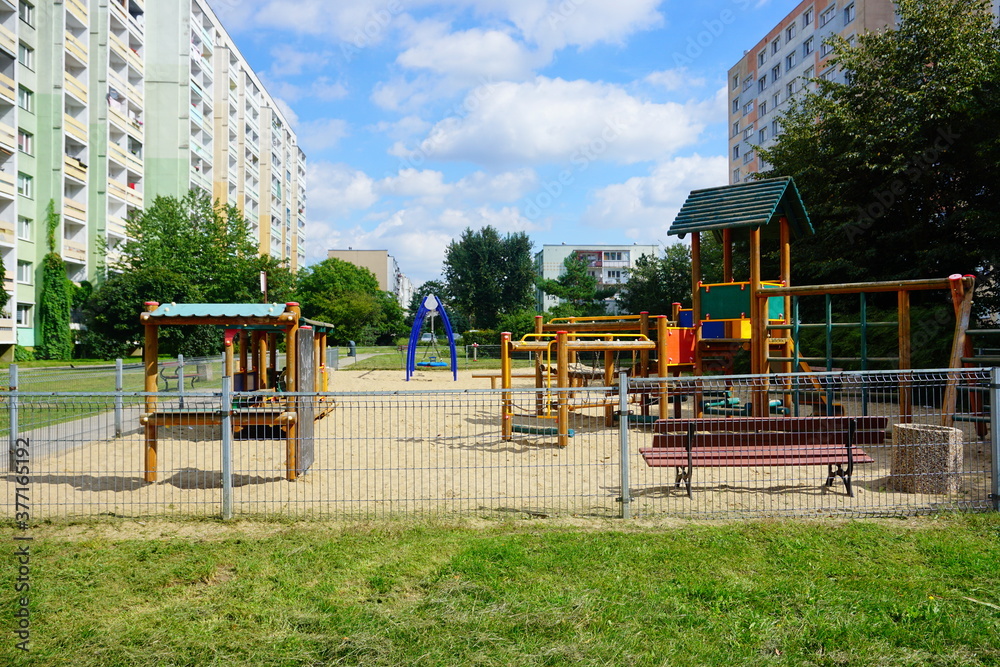 Architecture of the city of Lodz - playground for children on the estate Architecture of the city of Lodz - playground for children on the estate