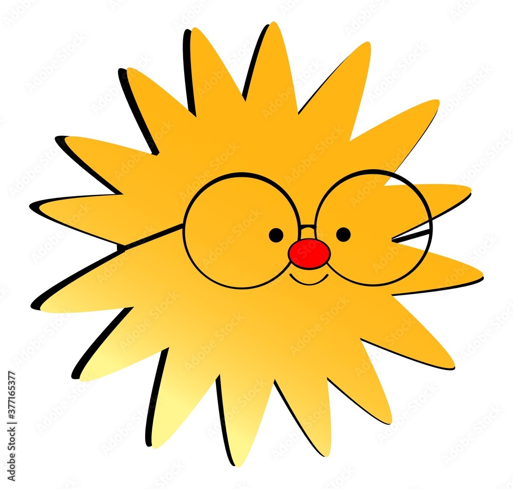 Happy Sunshine with Smile and Glasses, Sun, Sunny Day Happy Sunshine with Smile and Glasses, Sun, Sunny Day