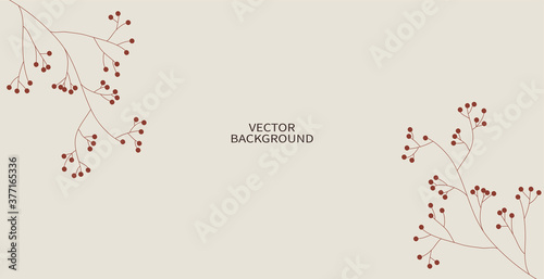 Vector horizontal background in minimal style with doodle branch and space for text.