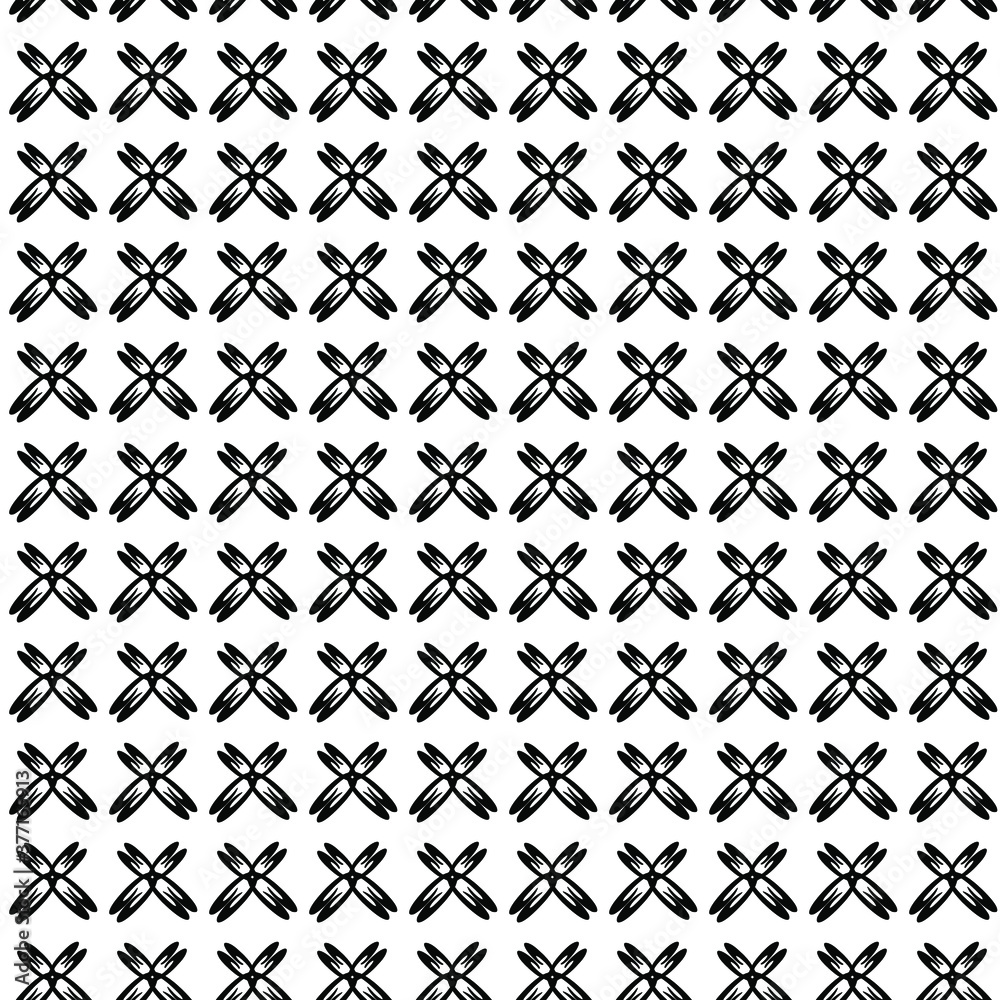 Vector abstract transparent geometric ornament monochrome seamless pattern background tile with black crosses 