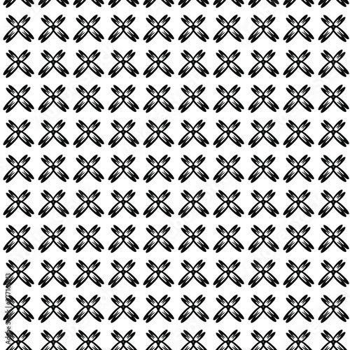 Vector abstract transparent geometric ornament monochrome seamless pattern background tile with black crosses 