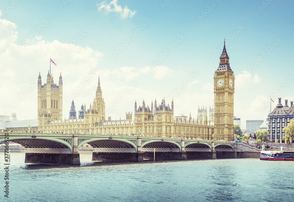 Naklejka premium Big Ben and Houses of Parliament, London, UK
