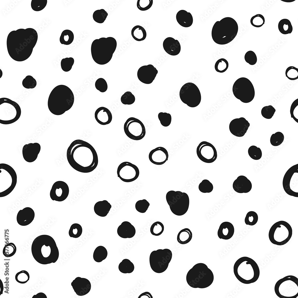 Hand drawn circles seamless pattern. Random dots loop texture background. Hand drawn circles seamless pattern. Random dots loop texture background.