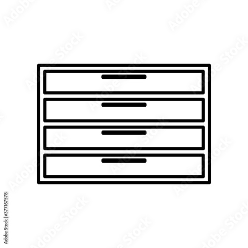 Black line icon for Chest, drawers and furniture.Flat design, eps 10