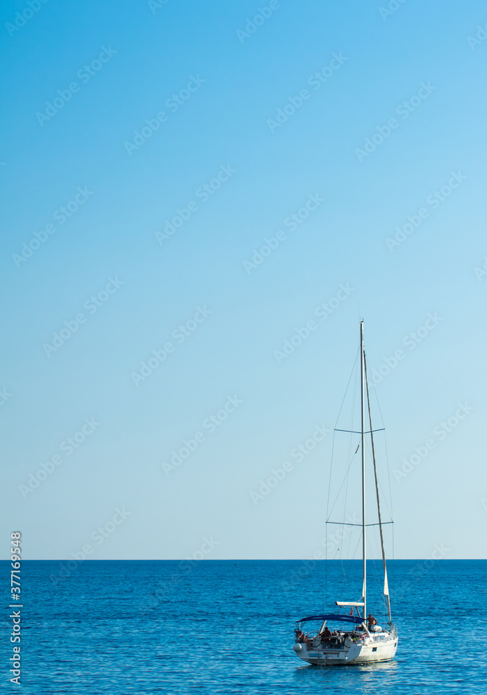 Beautiful yacht in the ocean in the adriatic sea, photography with empty space about travel and tourism Beautiful yacht in the ocean in the adriatic sea, photography with empty space about travel and tourism