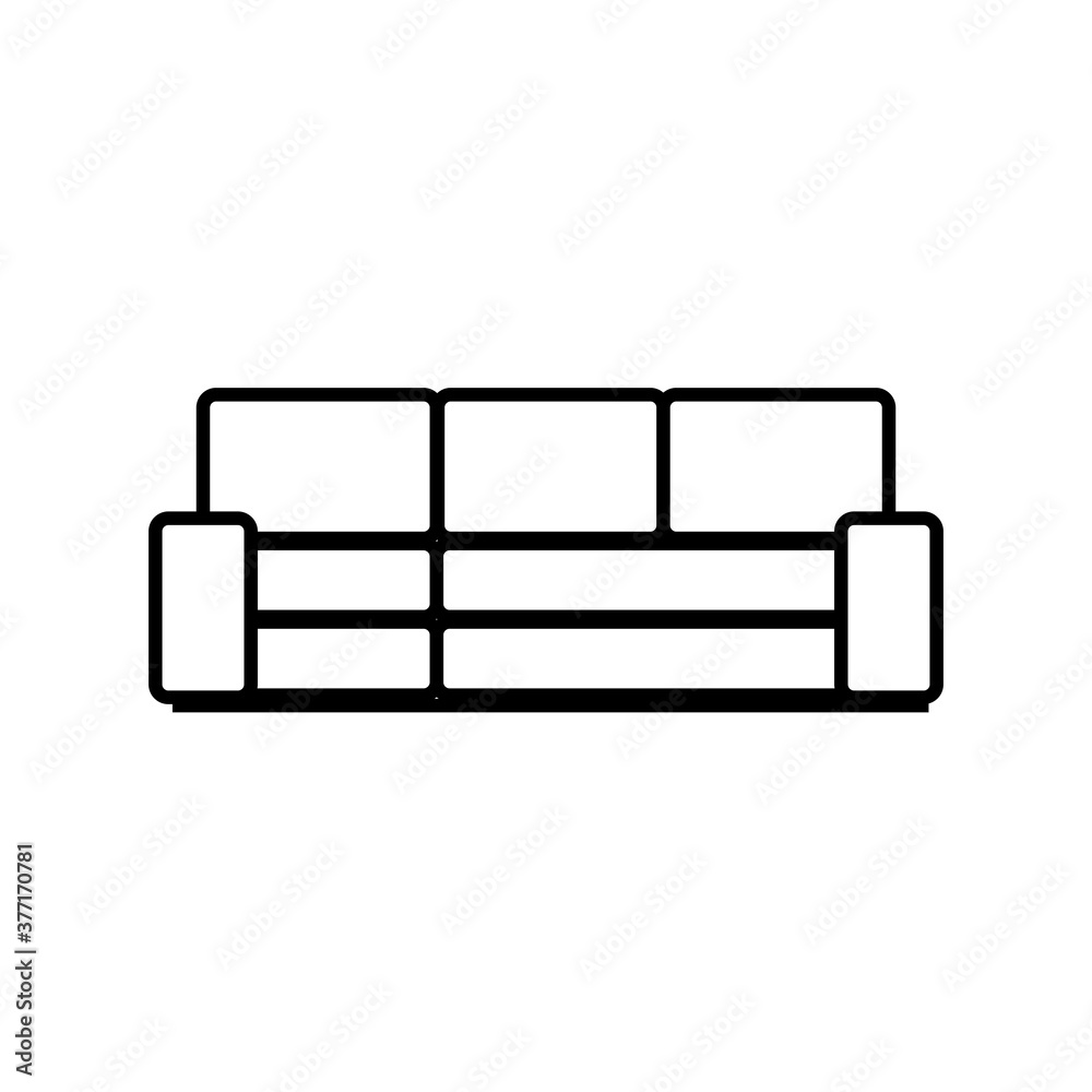 Sofa line icon isolated on white background. Couch for living room. Sofa line icon isolated on white background. Couch for living room.