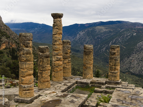 Temple of Apollo in Delphi, Greece. UNESCO world heritage.