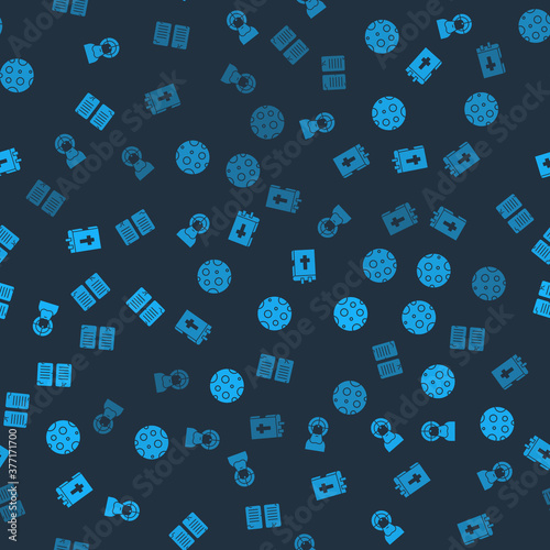 Set Jesus Christ, Moon, Holy bible book and The commandments on seamless pattern. Vector.