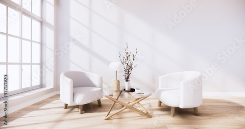 interior design has a armchair on empty room japanese design 3D rendering